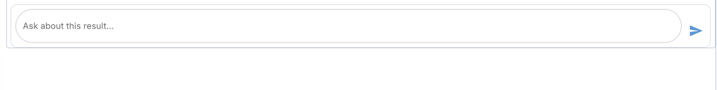 The AI Tutor input field reading &lsquo;Ask about this result&hellip;&rsquo; with a send button.